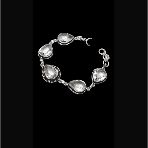 White Topaz Gemstone Handcrafted In India Toggle Bracelet Size 7-8” New W Tags - Picture 12 of 12